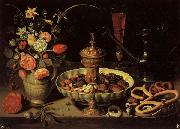 Still life with Vase,jug,and Platter of Dried Fruit